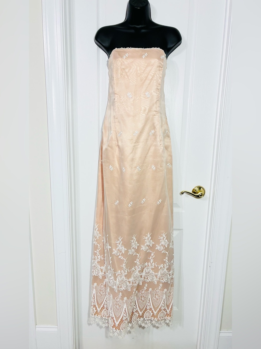 2002 VTG Jessica McClintock Bridal USA MADE Strapless Lace Dress w/ Shawl Sz 12